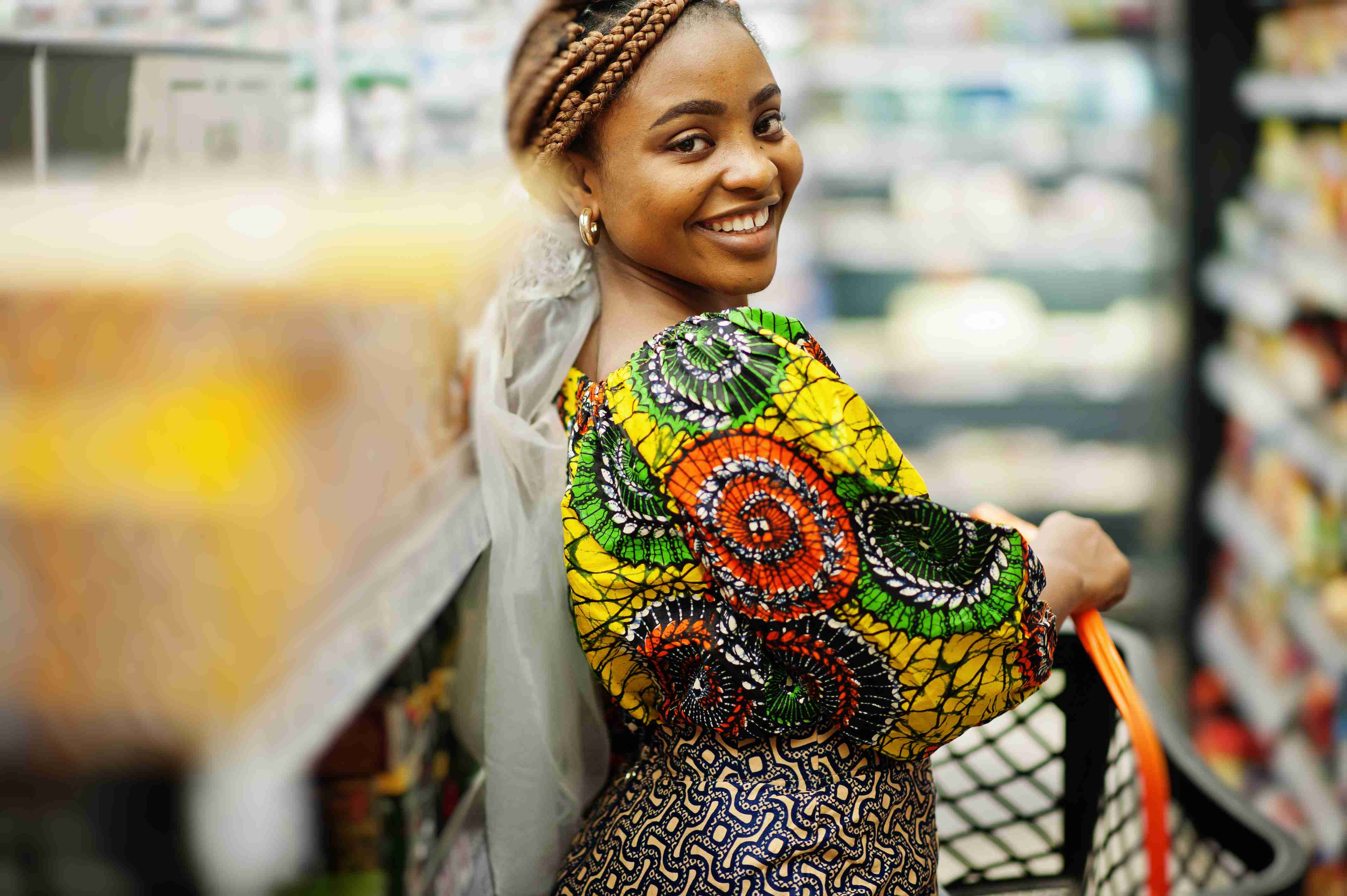 Afro black women costumer at the market